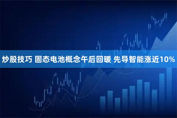 炒股技巧 固态电池概念午后回暖 先导智能涨近10%